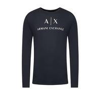Armani Exchange Men's A|x Long Sleeve Logo Crewneck T-Shirt Blue,L