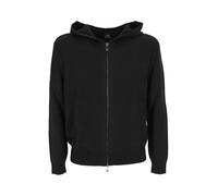 Armani Exchange Men's Cozy, Long Sleeve Back Logo Patch Hood, Cardigan Sweater, Black, S
