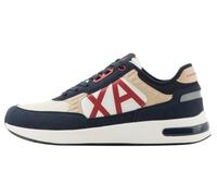 Armani Exchange Men's Dusseldorf Embossed Geometric Motifs Sneaker Lace up Navy+ Safari+ red,40
