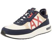 Armani Exchange Men's Dusseldorf Embossed Geometric Motifs Sneaker Lace up Navy+ Safari+ red,41