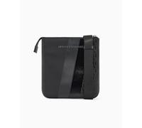 Armani Exchange Men's Dylan, Metal Logo, Two Stripes, Messenger Bag, Black, One size