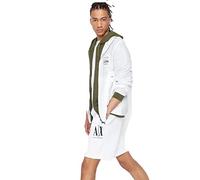 Armani Exchange Mens Embroidered Front Logo, Adjustable Drawstrings Lässige Shorts, White, XL