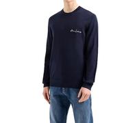 Armani Exchange Men's Essential, Logo Signature,Pullover Sweater,Blue,L