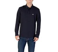 AX ARMANI EXCHANGE Herren Langarm-Poloshirt - Knopfleiste, Pique, Cotton Stretch Dunkelblau XL