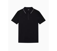 Armani Exchange Herren Poloshirt – verdeckte Knopfleiste, Baumwolle, Kontraststreifen – Schwarz 2XL