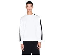 Armani Exchange Men's Essential, Striped, Long Sleeve, Round Collar Sweatshirt, Off White, M