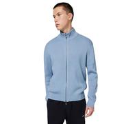 Armani Exchange Men's Long Sleeve Back Logo Patch Zip Closure, Cardigan Sweater, Blue, L