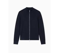 Armani Exchange Men's Long Sleeve Back Logo Patch Zip Closure, Cardigan Sweater, Blue, S