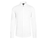 Armani Exchange Men's Long Sleeve Stretch Cotton-Satin Button Up Shirt, White/White, Klein