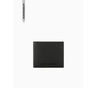 Armani Exchange Men's Madrid, Essential, Bicoloured Metal Logo Bi-Fold Wallet,Black,One Size