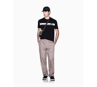 Armani Exchange Men's One Block up, Color Contrast Banding, Embroidered Logo T-Shirt,Black,M