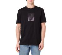Armani Exchange Men's One Block up, rubbered and Satin Logo T-Shirt,Black,L