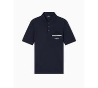 Armani Exchange Men's Short Sleeve Side Logo Side Pocket Three-Button Collar, Polo Shirt, Blue, XXL