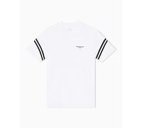 Armani Exchange Men's Striped Sleeve Side Logo Round Collar T-Shirt Off White M
