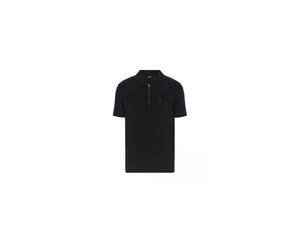 Armani Exchange Men's The Gird, Sustainable, Logo Tape, Front Zip Polo Shirt Black,XS