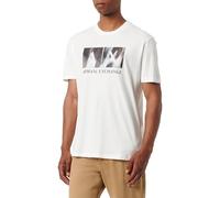 Armani Exchange Men's The Urban Expedition, Sustainable, Laser Cut Satin Logo T-Shirt Off White,XXL
