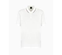 Armani Exchange Men's Utitlity Edge, Collar Stripes, Embroidered Logo Polo Shirt, Off White, M