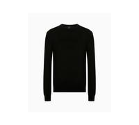 AX ARMANI EXCHANGE Herren Strickpullover - Schurwolle, Rundhals, Logo, einfarbig Schwarz 2XL