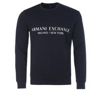 Armani Exchange Herren Sweatshirt AX – Rundhals, Front-Logo, 100% Baumwolle – Marine L