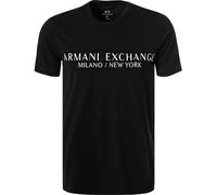 Armani Exchange Herren Short Sleeve Milan New York Logo Crew Neck T-Shirt T Shirt, Schwarz, S EU