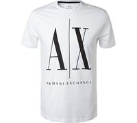 ARMANI EXCHANGE T-Shirt Herren Slim Fit Kurzarm Rundhals Baumwolle weiß, XXL