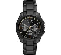 Armani Exchange Uhr für Herren, Chronographenwerk, 43mm Schwarzes Edelstahlgehäuse mit Edelstahlarmband, AX2852