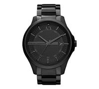 Armani Exchange Uhr für Herren , Dreizeiger-Datumswerk, 46 mm schwarzes Edelstahlgehäuse mit Edelstahlarmband, AX2104