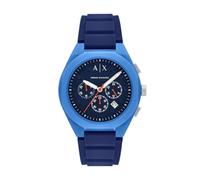 Chronograph ARMANI EXCHANGE "SYNC", hellblau, dunkelblau, Armbanduhren, Herren, Quarzuhr, Armbanduhr, Herrenuhr, Silikonarmband, analog, Tag (63047335-0) hellblau, dunkelblau