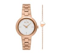 Armani Exchange Damen 36MM Roségoldfarbene Edelstahluhr, AX7175SET