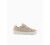 Armani Exchange Women London, Genuine Leather, Gold Logo Sneaker Brown 36