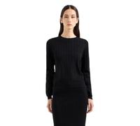 Armani Exchange Women's Allover Monogram Logo Longsleeve Knit Top Pullover Sweater, Black, M