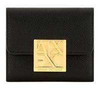 Armani Exchange Women's Amy, Gold Logo Plate Mini Wallet,Black,One Size