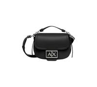 Armani Exchange Women's Artemide, Chain detail, metal logo, Saddle Small, Black, One size
