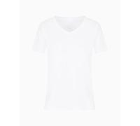 Armani Exchange Women's Blue Edtion, V Neck, Logo Patch,Regular Fit,White,XL