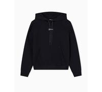Armani Exchange Women's Cross Gender, Cuffed Sleeve small Front Logo Relaxed fit, Sweatshirt, Black, XS