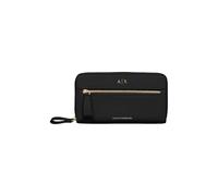 Armani Exchange Women's Diane, Embossed Logo, Zip Around Wallet Black,One Size