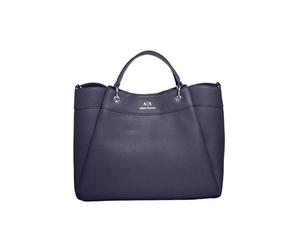 Armani Exchange Women's Essential, Wave, front logo shopping bag, Blue, one size