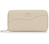 Armani Exchange Women's Essential, Wave, Silver Printed Logo Tri-Fold Wallet, Pisco