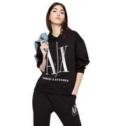 Armani Exchange Women's, Icon Project Hoodie, Embroidered Logo Hooded Sweatshirt, Black, L