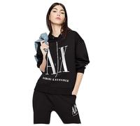 Armani Exchange Women's, Icon Project Hoodie, Embroidered Logo Hooded Sweatshirt, Black, XS