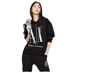 Armani Exchange Women's, Icon Project Hoodie, Embroidered Logo Hooded Sweatshirt, Black, XS