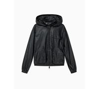 Armani Exchange Women's Icon Project, Logo Patch, Detachable Hood Windbreaker, Black, L, Schwarz, 42
