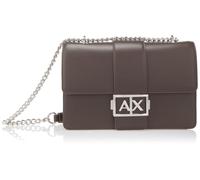 Armani Exchange Women's Jodie, Metal Silver Logo, chain strap, MESSENGER BAG, Brown, One size