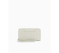 Armani Exchange Women's Liz Pebble Classic Repeated Logo Wrist Band Travel Accessory- Travel Wallet,Off White,One Size