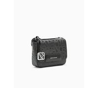 Armani Exchange Women's Liz pebble embossed logo texture crossbody bag, Black, TU