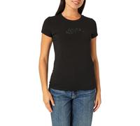 Armani Exchange Women's Rhine Stone Logo Tone On Tone Simple T-Shirt,Black,L