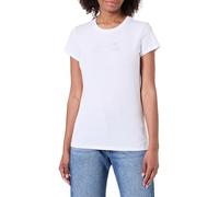 Armani Exchange Women's Rhine Stone Logo Tone On Tone Simple T-Shirt,Off White,M