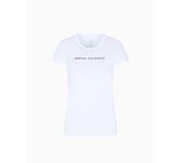 Armani Exchange Women's Short Sleeve Front Bold Logo Lettering Slim fit, T-Shirt, White, L