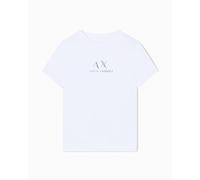 Armani Exchange Women's Short Sleeve Front Logo Print Regular Boxy fit, T-Shirt, White, L