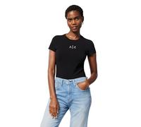 Armani Exchange Women's Short Sleeve Front Shadowed Logo Slim fit, T-Shirt, Black, XS
